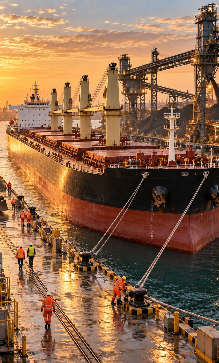 Bulk carrier at a mineral loading terminal